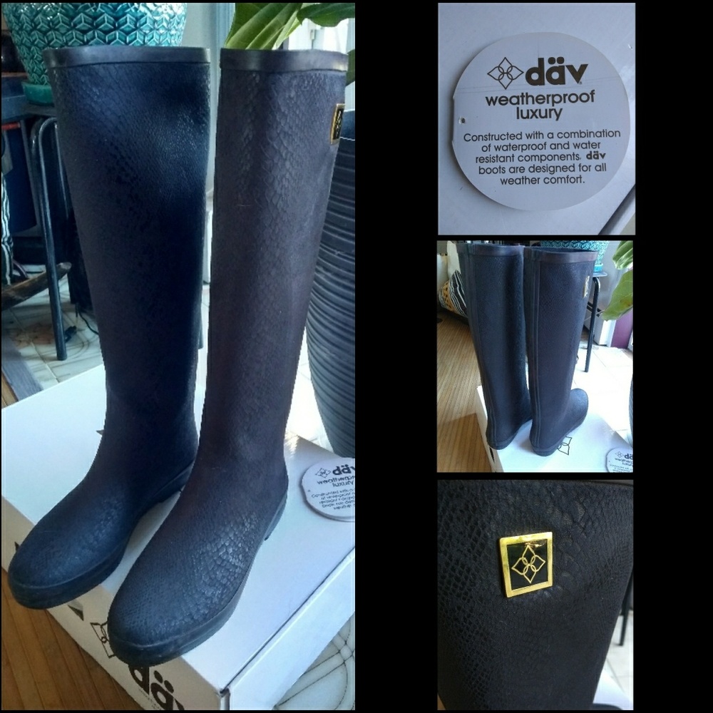 👢 Däv Snakeskin Rain Boots - Like New Condition